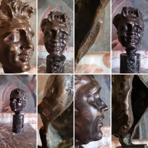 Susse Frères Bronze Faun's Head Sculpture Bust Marble Base Paris Antique 19th C - Picture 1 of 9