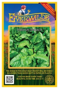 500 Viroflay Spinach Seeds - Everwilde Farms Mylar Seed Packet - Picture 1 of 3