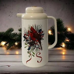 Lenox Winter Greetings Thermal Pitcher Carafe Cardinal Insulated Christmas Snow - Picture 1 of 17