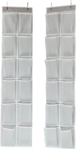 Confezione 2 Scarpiere Grigio Sopra Porta Organizer 24 Tasche Appeso Portaoggetti per Armadio - Foto 1 di 4