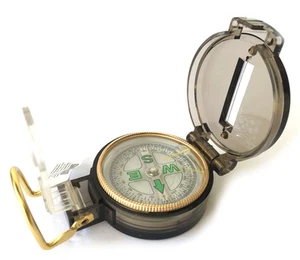 Lensatic Plastic Compass, Black Color Great for Camping, Hiking, Outdoors - Picture 1 of 6
