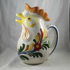 Rare Large Rooster Serving Pitcher 10" Decor Italy Deruta Italian Pottery 1/64 - Picture 1 of 10