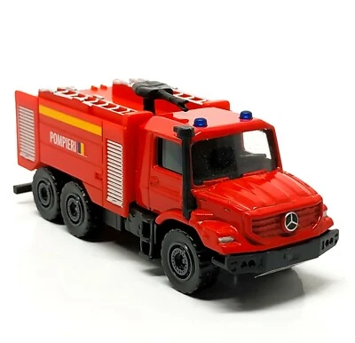 Majorette Mercedes Benz Zetros Pompieri Romania Fire Truck 1/87 (3") no Package - Image 1 of 4