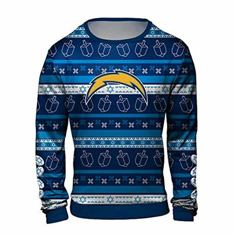 Forever Collectibles NFL Men's Los Angeles Chargers Hanukkah Ugly Sweater Cover