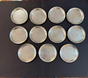 Vintage Concord Silver Co. Set (11) Sterlingsilber geätzt Untersetzer - Bild 1 von 4