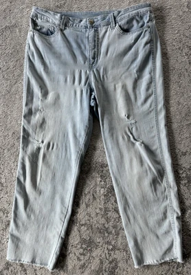 Pantalones de mezclilla Seven7 para mujer talla 16 azul claro algodón desgastado tiro alto ajuste fácil Foto 1 de 4