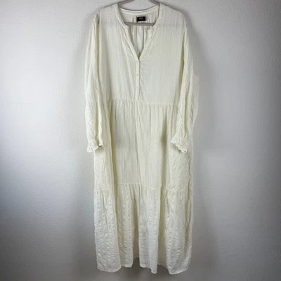 Able Jane Tiered Maxi Dress Womens 2x Ivory Antique White Cottage Boho Peasant - Image 1 of 4