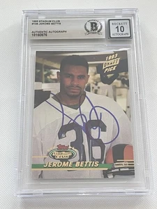 Tarjeta de radiocontrol firmada por Jerome Bettis 1993 Stadium Club novato losa Beckett BAS automática - Imagen 1 de 3