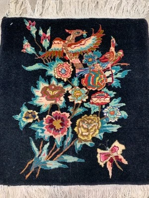 1'7"x1'9" Fine Hand-Knotted 100% Wool Pile Pictorial Tabrize Rug - Image 1 of 4