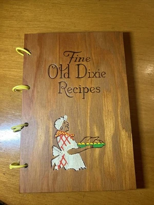 Vintage 1965 Fine Old Dixie Recipes Southern Cookbook Culinary Art Wooden Cover  - Image 1 of 3