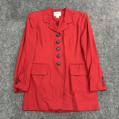 Hugo Buscati Collection Red Blazer Size 8 Womens Long Jacket Made in USA Rayon  Foto 1 de 4