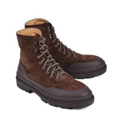 BRUNELLO CUCINELLI MEN'S TWO TONE 100% LEATHER LACE UP HIKING BOOTS - Image 1 of 4