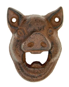 New Cast Iron Functional Wall Mount Pig Beer Soda Bottle Opener UX4356 Free Ship - Picture 1 of 3