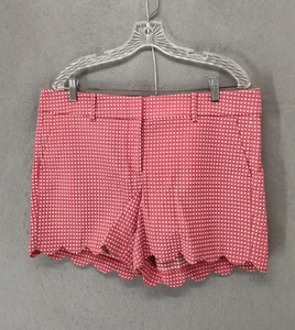 Ann Taylor Shorts Womens 12 Pink Polka Dot Scalloped Hem Tailored Pockets Summer - Picture 1 of 18