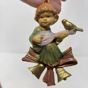De Colección Fontanini Depose Estilo Italia Adorno de Navidad Niña jugando Mandolina con Pájaro - Imagen 1 de 12
