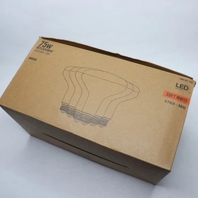 (6-Pk) LED Light Bulb Dimmable 2700K Soft White BR40 75W Eqv 120V - Image 1 of 4