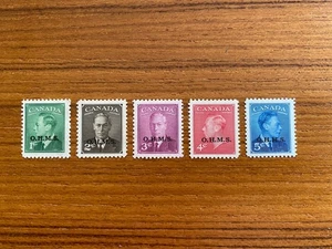 Canada Stamps - 1950 O.H.M.S. KING GEORGE VI Mint Set of 5 UT 012-015A - Picture 1 of 2