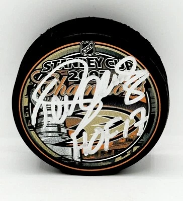 Teemu Selanne Firmado Anaheim Ducks 2007 Stanley Cup Champs Puck Beckett Witness Foto 1 de 2