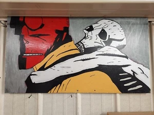 One of a kind hand-painted Hellboy carrying corpse painting - 44"x24" - Picture 1 of 1