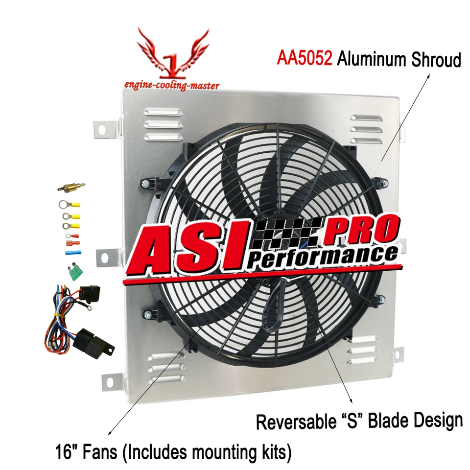 Ventilador de radiador elétrico + cobertura + relé para 47-54 Chevy Truck 3100 3600 3700 3.5L L6 - Imagem 1 de 4