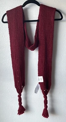 Fossil Womens Scarf Kaelyn Cable Knit Red Acrylic Fringe 96" x 5" Soft New - Image 1 of 4