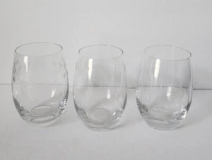 Mikasa Cheers 5" Stemless Crystal Wine Glasses Tumblers Etched Set of 3 - Picture 1 of 14