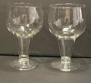 2 vasos de cerveza Mid Century vástago hueco estilo GOBLET degustación transparente vajilla retro - Imagen 1 de 5