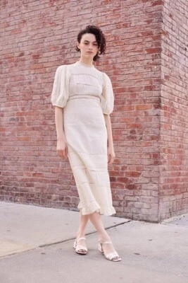 Sea New York Poppy Pintuck Maxi Dress Puff Sleeve Ruffle Lace Wedding XS2 268741 - Image 1 of 4