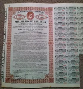 1935 Paraguayische Goldanleihe - $ 100 mit Gutscheinen! Bestes Angebot bei eBay! - Bild 1 von 3