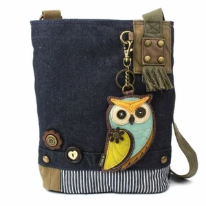 New Chala Patch Crossbody Messenger Bag Canvas Denim Navy Blue OWL GEN2 gift - Picture 1 of 7