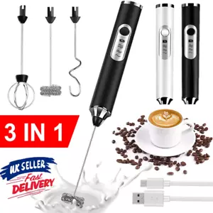 USB Rechargeable Milk Coffee frother Whisk Egg Beater Handheld Frappe Mixer New - Picture 1 of 9