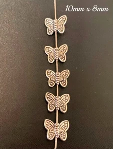 15 x Tibetan Style Alloy Spacer Beads Antique Silver 10x8mm Butterfly Hole 1mm - Picture 1 of 1
