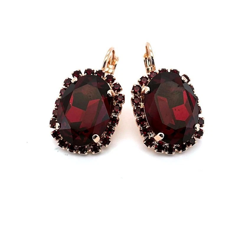 Pendientes Por Mariana Mujer Elegantes Ovalados Siam Cristales Swarovski Foto 1 de 4