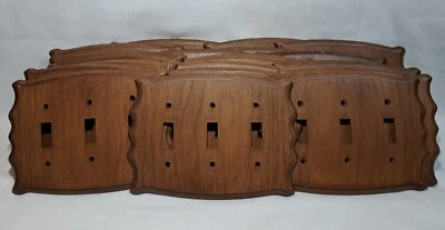 Cubierta de interruptor de luz triple vintage 1 pieza placa de palanca Dexter aspecto de madera plástico Foto 1 de 4