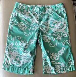 Old Navy teens  Bermuda shorts girls sz 16 summer light green/white floral zip - Picture 1 of 16