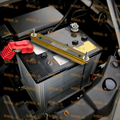 RALLIART MITSUBISHI OURO ALUMÍNIO BATERIA DE CARRO AMARRAR SUPORTE DE MONTAGEM BARRA DE SUPORTE - Imagem 1 de 4