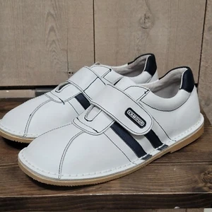 L'Amour  Stitch Down Leather White & Blue Classic Shoes Hook & Loop - Size 3 - Picture 1 of 6