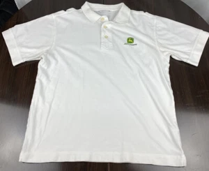 John Deere Shirt Poloshirt Herren M weiß kurzärmelig Golf bestickt Cutter Buck - Bild 1 von 10