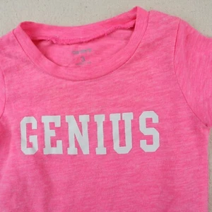 Baby Carters Neon Pink Bodysuit Size 3 Month Infant Genius Print Short Sleeve 3M - Picture 1 of 6
