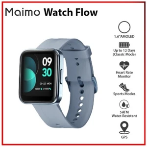 Maimo Watch Flow BLUE 1.6" 5ATM AMOLED GPS Bluetooth Android iOS Smartwatch - Picture 1 of 10