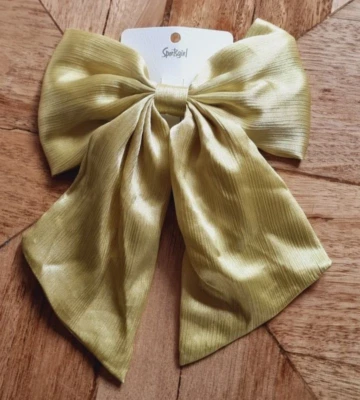 Sportsgirl - Womens/Girls Wide Satin Bow - Chartreuse - Hair Clip - Green/Yellow - image 1 of 4