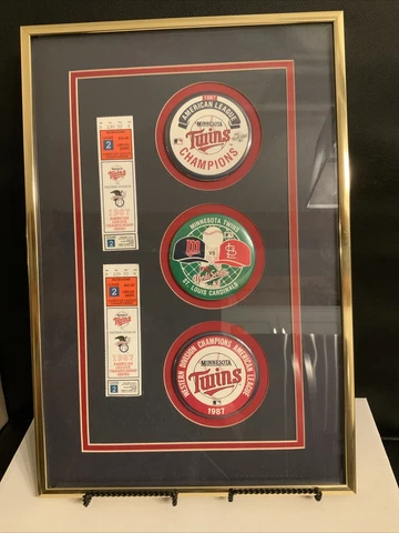 Custom Framed 1987 AL Championship Tickets & World Series Buttons MLB #RB0000 Cover