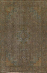 Vintage Floral Overdyed Tebriz Area Rug 9x13 Hand-knotted for Dining Room Carpet - Picture 1 of 12