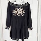 Andree By Unit Black Embroidered Off The Shoulder Bohemian Dress Nwot S