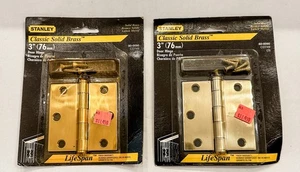 LOT OF 2 Classic Stanley Solid Brass 3" Door Hinges 80-0090 New Vintage READ - Picture 1 of 6