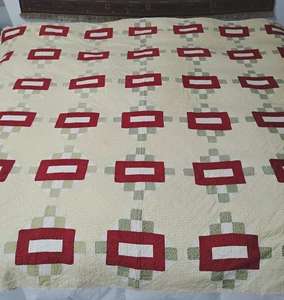 VTG Handmade Quilt 79" x 89" Unique Rectangle Pattern - please read - Picture 1 of 8