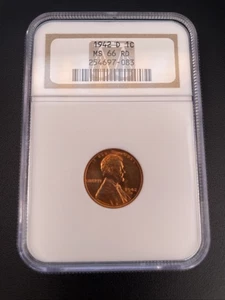 1942-D 1C NGC MS 66 RD Lincoln Wheat Cent - Picture 1 of 6
