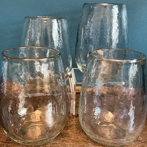 Schwere gehämmerte handgefertigte stiellose Weingläser ~ Pottery Barn ~ klar - Bild 1 von 6