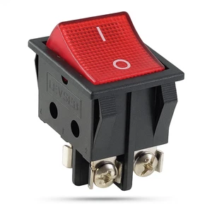 Wippschalter rot mit Schraubanschluss, 2 polig (4pin) 16A 250~ beleuchtet-LED - Bild 1 von 6