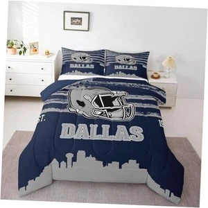  Boys Rugby Sports Decor Comforter Set for Boys Teens Youth Queen Navy Grey - Picture 1 of 8